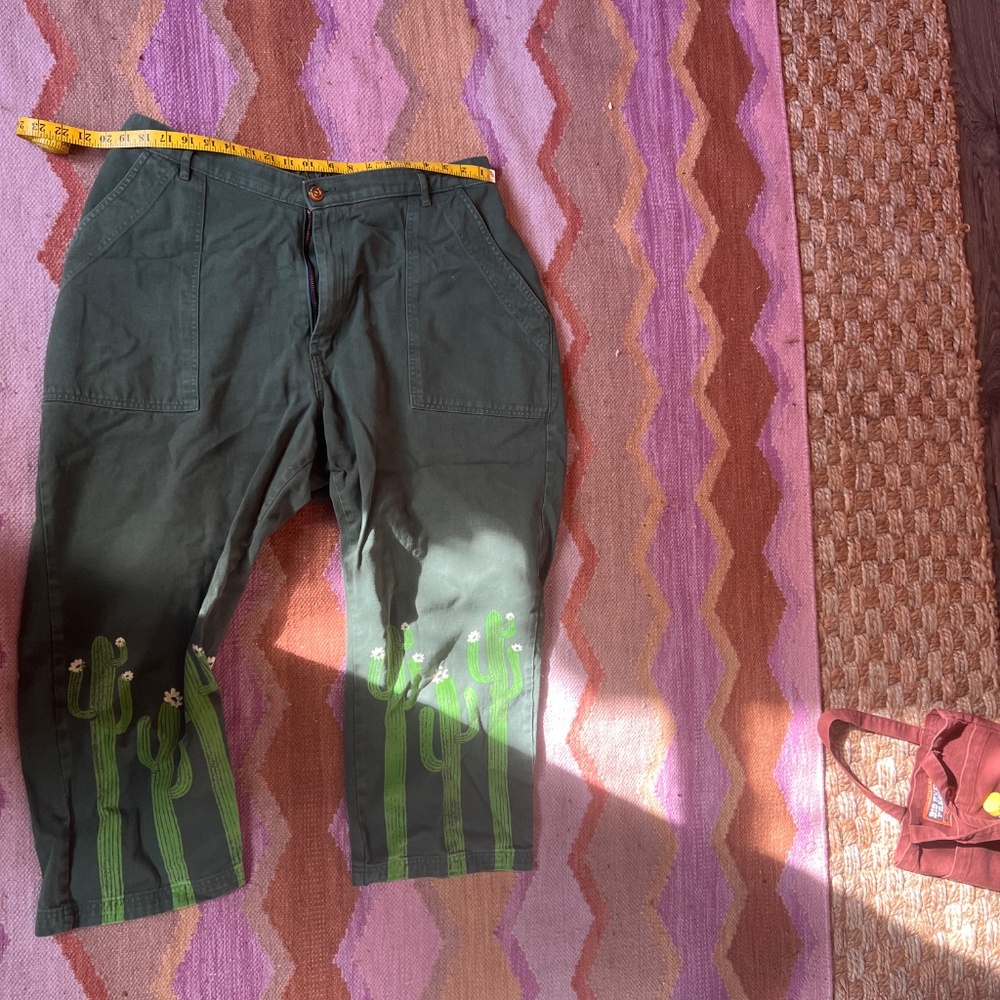 Big Bud Press Dark Gray Pants with Green Cactus Design - Picture 3 of 6